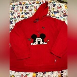 Vintage Mickey Mouse unlimited hoodie women’s size large fall leaves pocket red